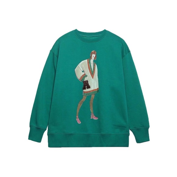 Zara Graphic Crewneck Sweatshirt L - Picture 1 of 4